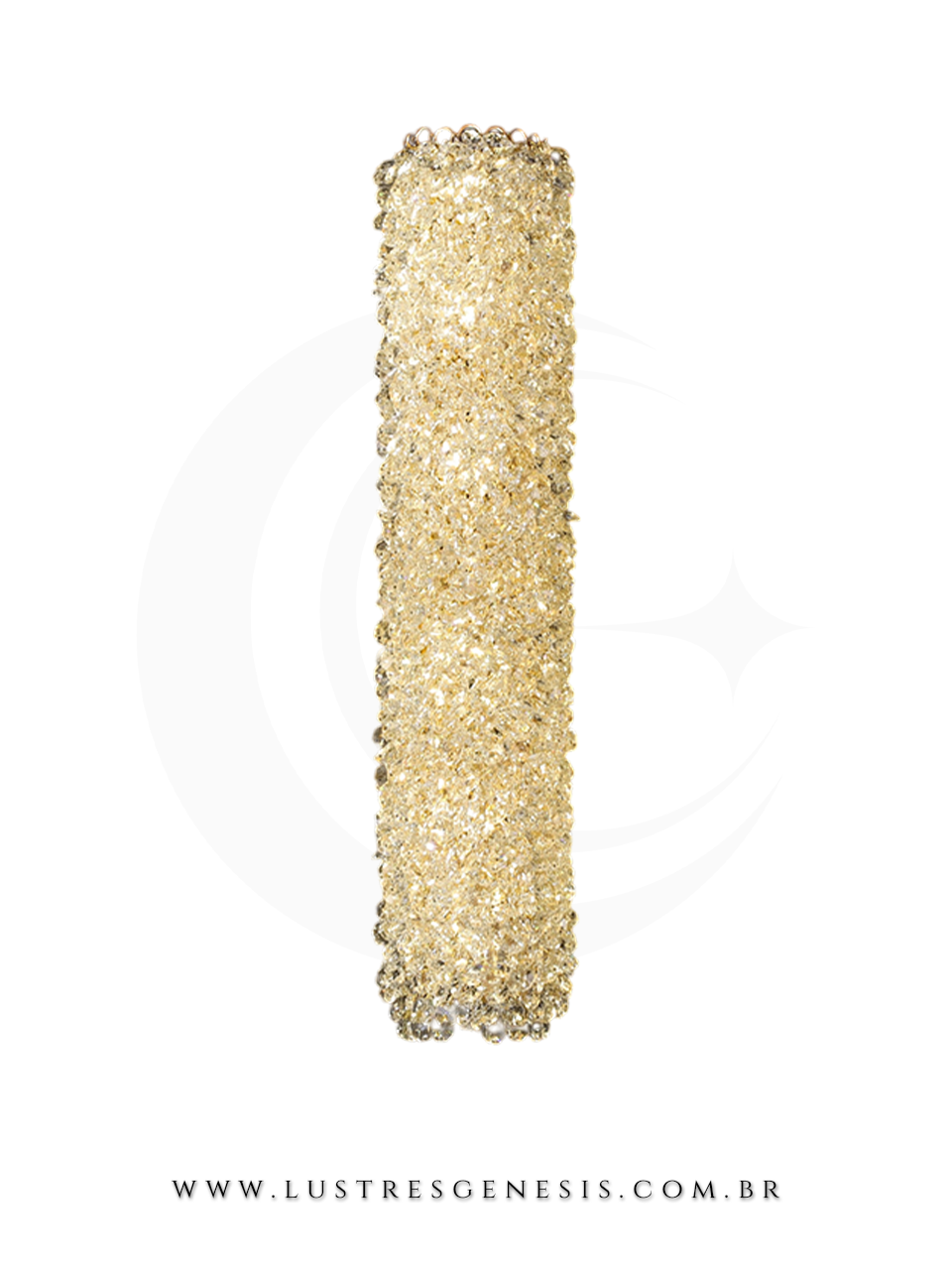Arandela Led Cristal Dourado Retangular 12x50cm, Sala de Estar, Quarto, Banheiro, Cabeceira, Espelho do Banheiro, Suite Master, Hall